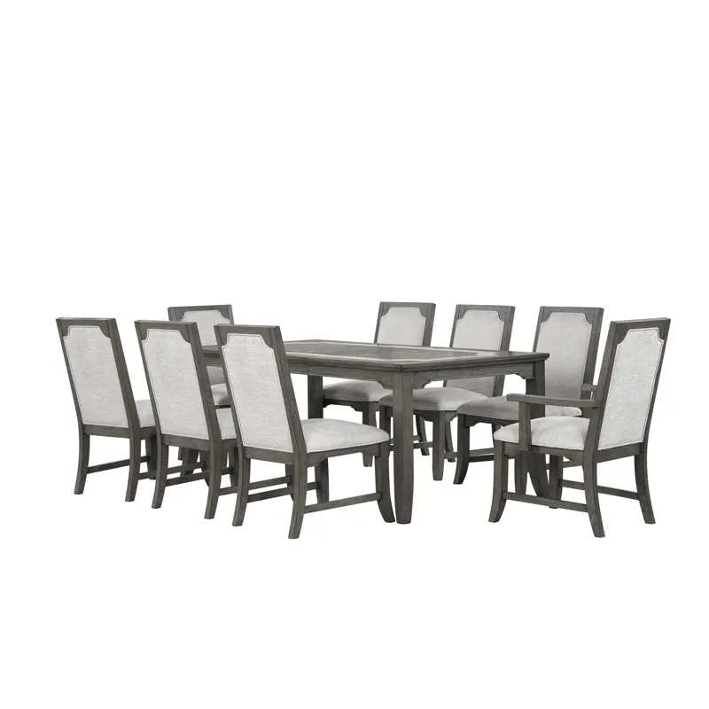 Lisbon Rectangle Dining Table W 4 Chairs & 2 Arms Chairs