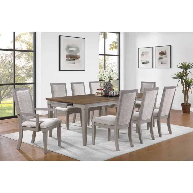 Mariana Rectangle Table W 6 Chairs & 2 Arms Chairs CrEme