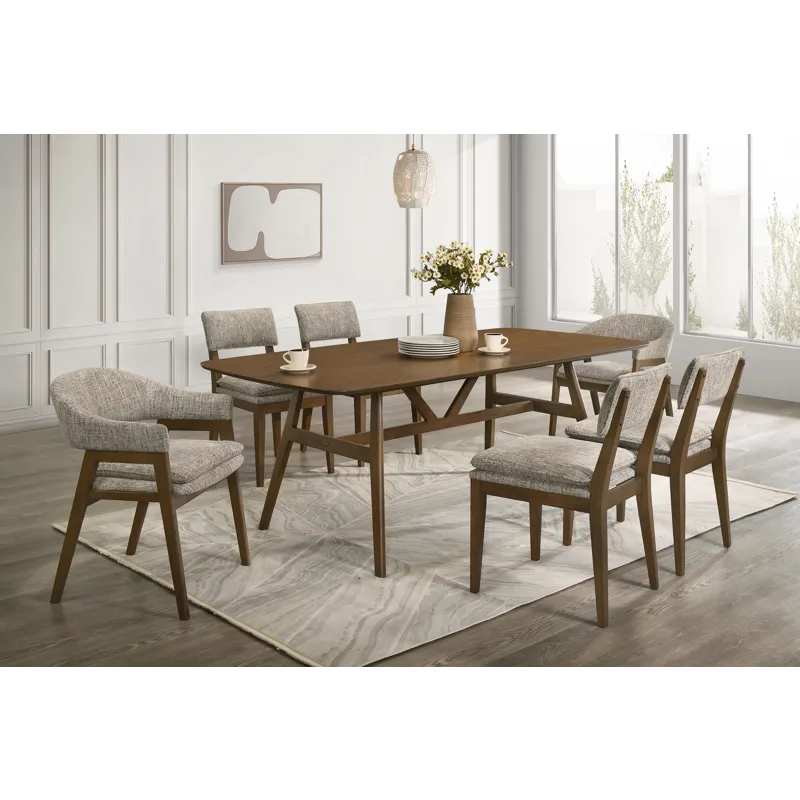 Miller 78\" Dining Table W 6 Chairs 4s/2a Walnut