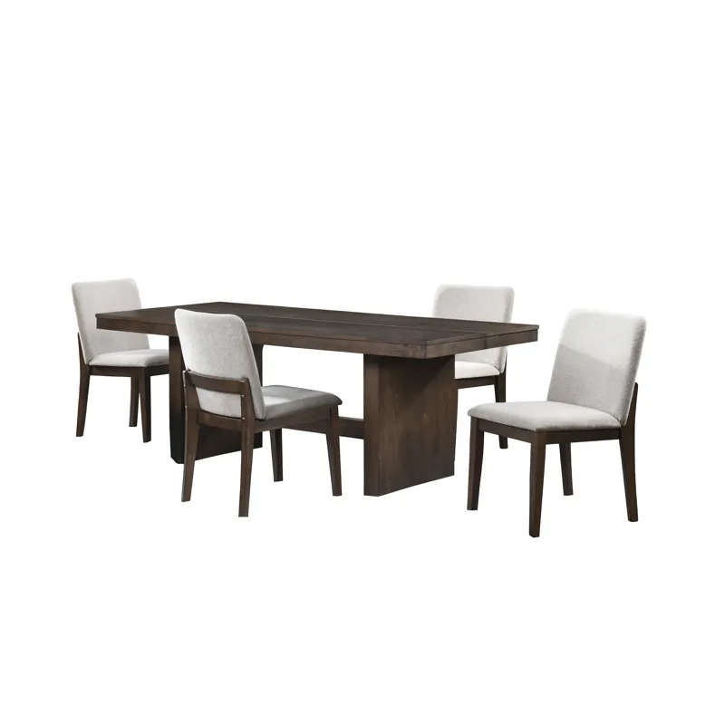 Kody 79\" Rectangle Fixed-Top Dining Table W 4 Cream Chairs