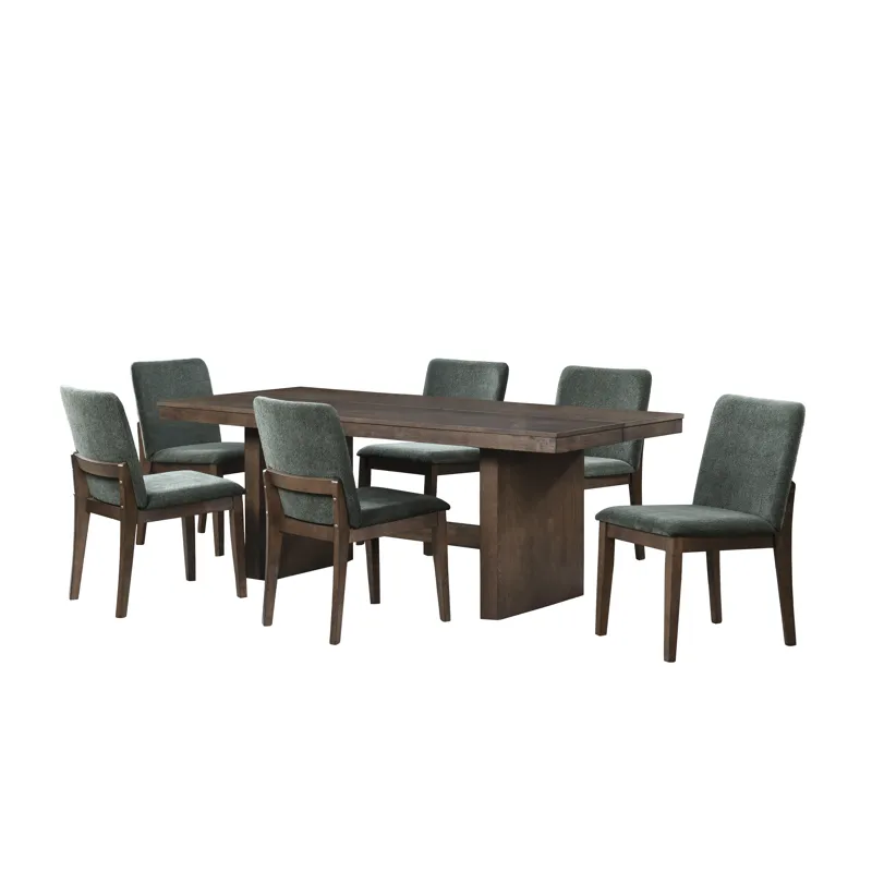 Kody 79\" Rectangle Fixed-Top Dining Table W 6 Forest Green