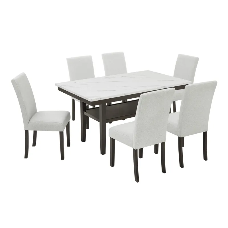 Carissa 60\" Rectangle Dining Table W 6 Chairs
