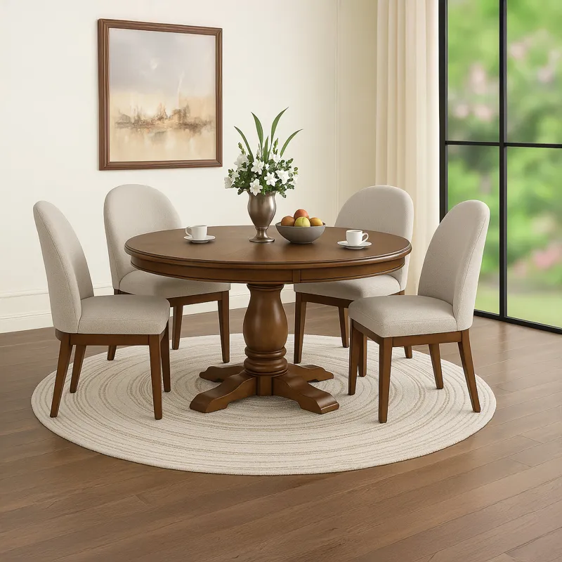 Sunset 48\" Round Dining Table W 4 Cherry Essence Chairs