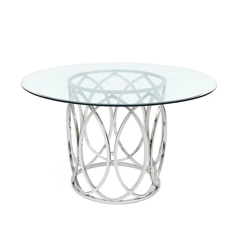 Orbit 54\" Round Glass Top Dining Table W/Chrome Base