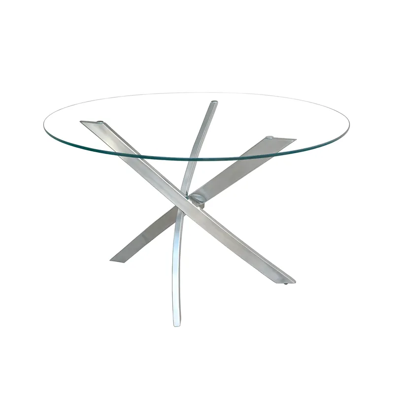 Nova 43\" Roundglass Top Dining Table With Chrome Metal Base
