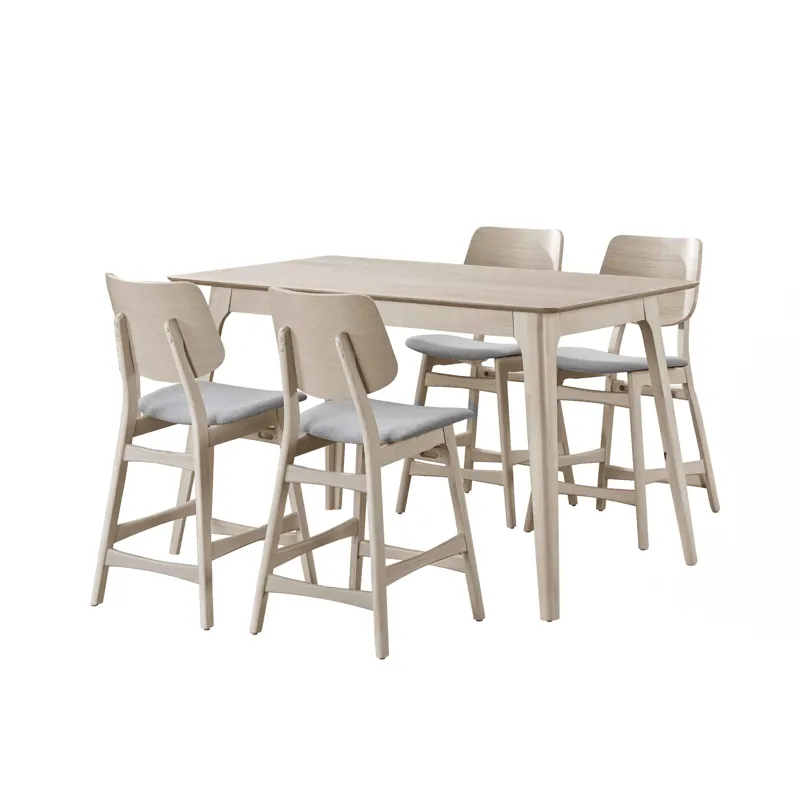 Oscar Counter Table And 4 Chairs-White Ash