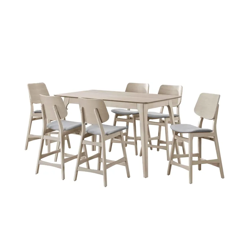 Oscar Counter Table And 6 Chairs-White Ash