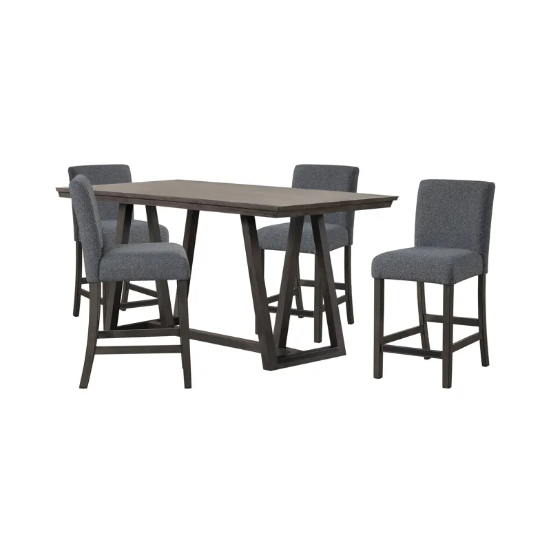 High Line Counter Table And 4 Gray Chairs