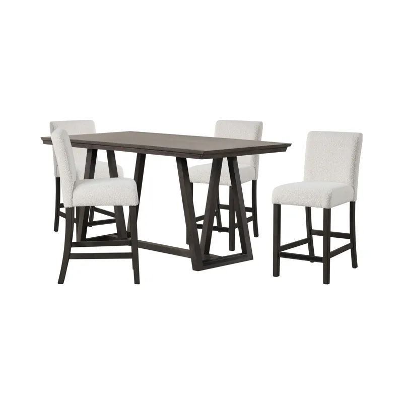 High Line Counter Table And 4 White Chairs
