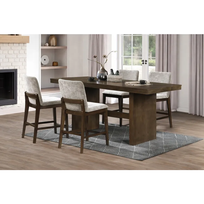 Kody Walnut Rectangle Counter Table w 4 Cream Chair