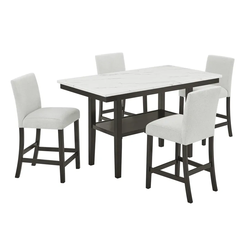 Carissa 60\" Rectangle Counter Table W 4 Chairs
