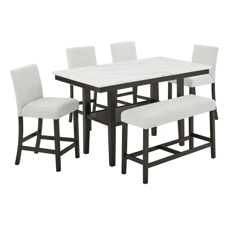 Carissa 60\" Rectangle Counter Table W 4 Chairs & 1 Bench St