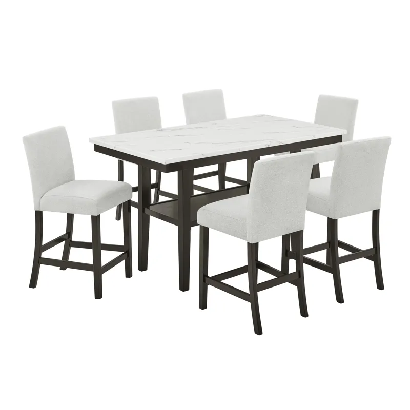 Carissa 60\" Rectangle Counter Table W 6 Chairs