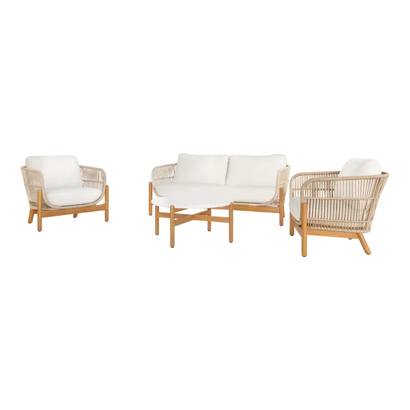 Solstice 4 PC Set-Loveseat, 2 Chairs, Coffee Table-Beige