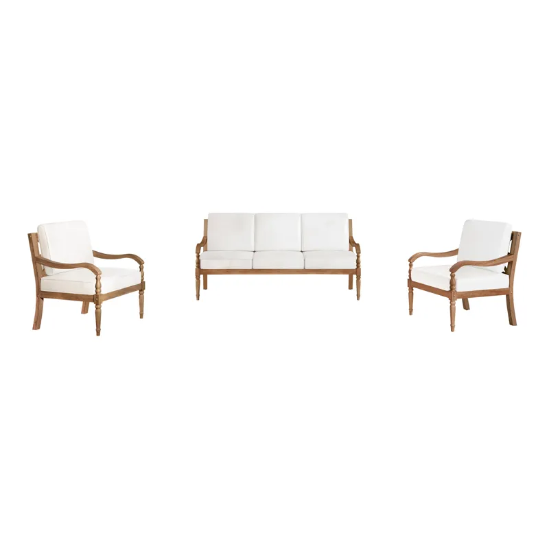 Savannah 3 PC Set-Sofa, 2 Chairs-White Linen