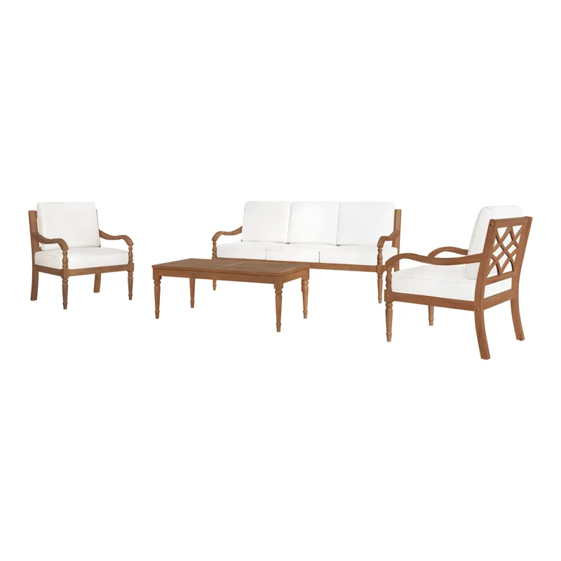 Savannah 4 PC Set-Sofa, 2 Chairs, Coffee Table-White Linen
