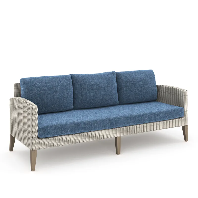 Carezza 6 PC Set-Sofa, 2 Chairs, Stools & Coffee Table-Blue