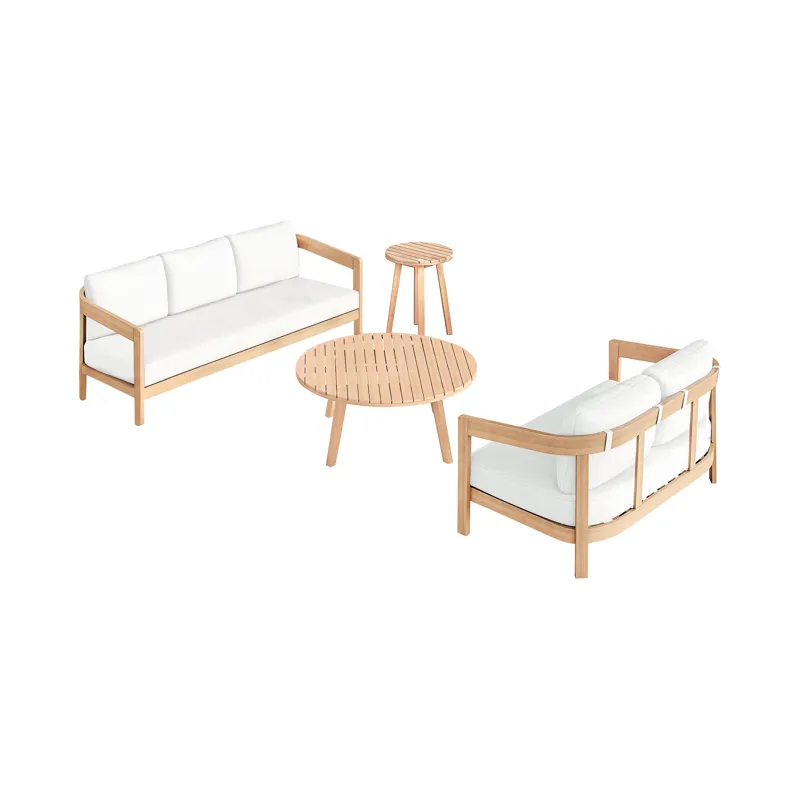 Wesley Outdoor 4 PCS Sofa, Ove, Offee & Nd Table White