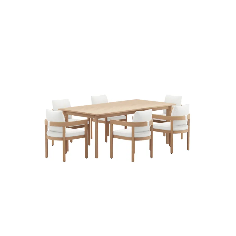 Wesley Patio 7pcs Dining Set Table W/6 White Chairs