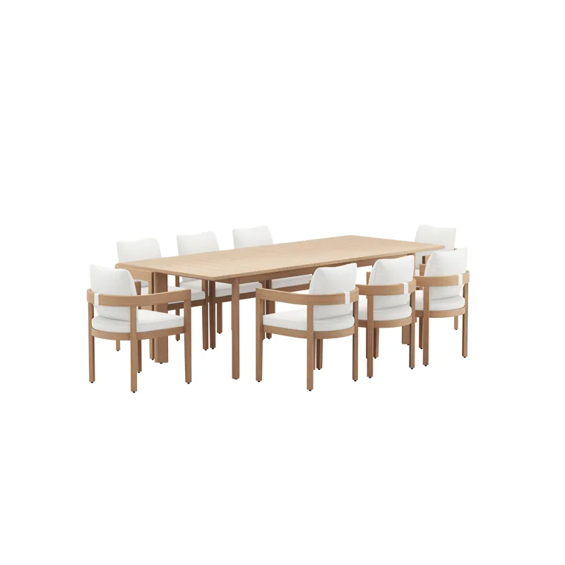 Wesley Patio 9pcs Dining Set Table W/8 White Chairs