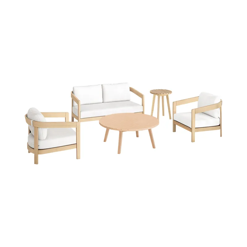 Wesley Outdoor 5 PCS Love, Chest, Offee & Nd Table White