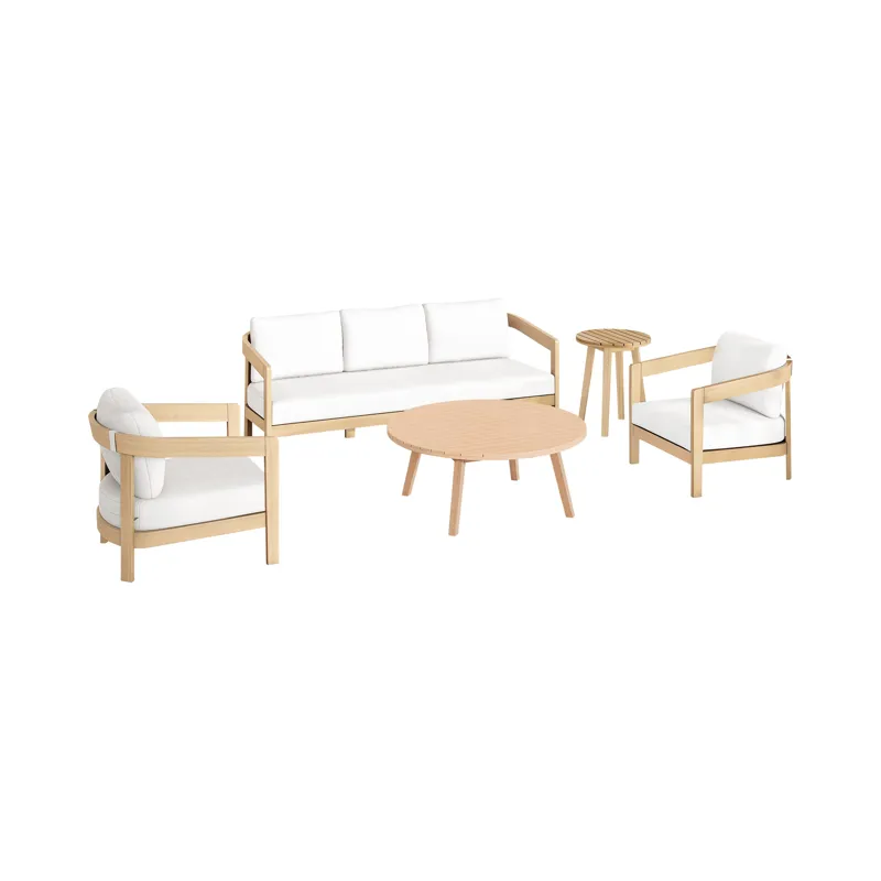 Wesley Outdoor 5 PCS Sofa, Chest, Offee & Nd Table White