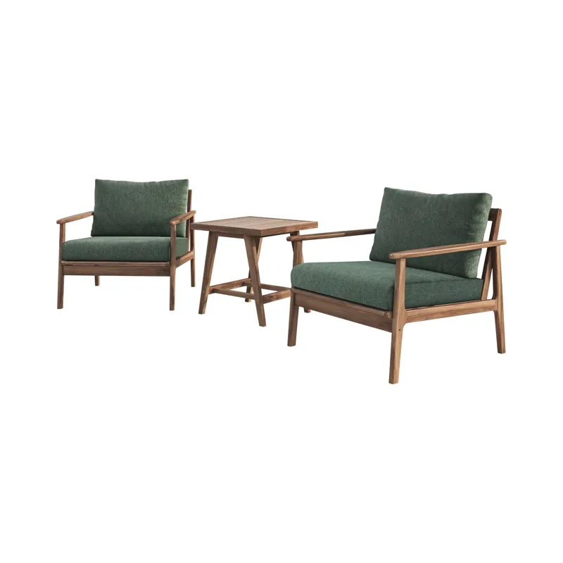 Ashton Outdoor 3pcs Set 2 Chairs, Nd Table Moss