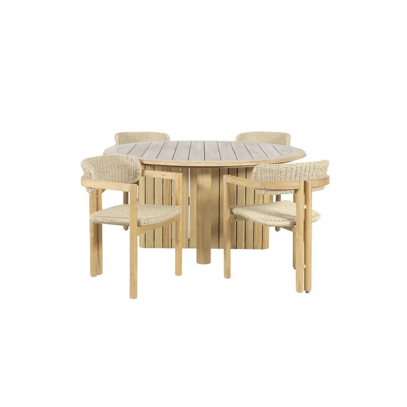 Sedona 5pcs Round Patio Dining Table W 4 Patio Chairs N
