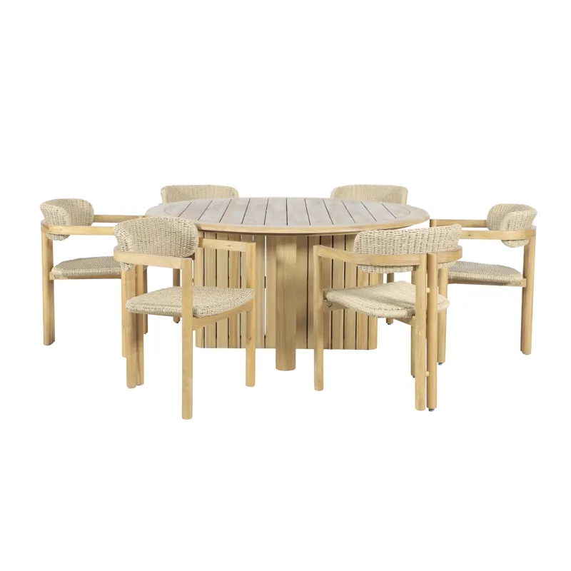 Sedona 7pcs Round Patio Dining Table W 6 Patio Chairs Nat