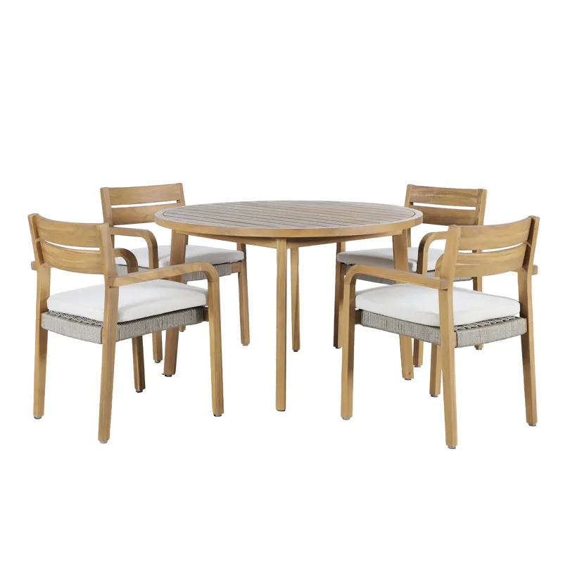 Arden Round Patio Dining Table W 4 Patio Chairs Natural