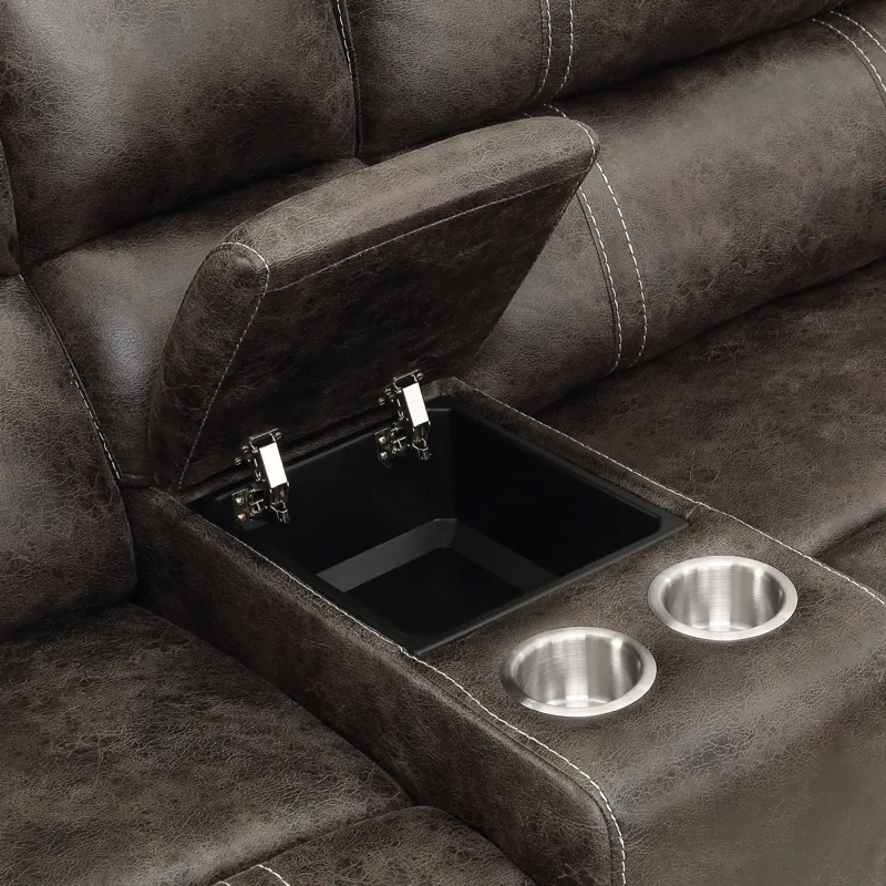 Terra LAF Console Loveseat W/2 Recliners-Walnut
