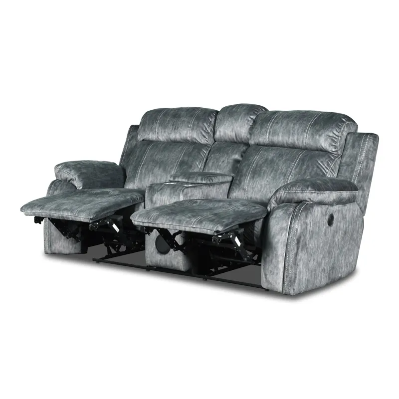Tango Console Loveseat W/Speaker & Power Footrest-Shadow