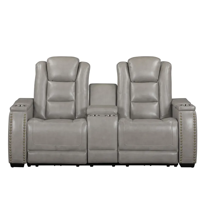 Breckenridge II Console Loveseat W Dual Recliners-Lt Gray