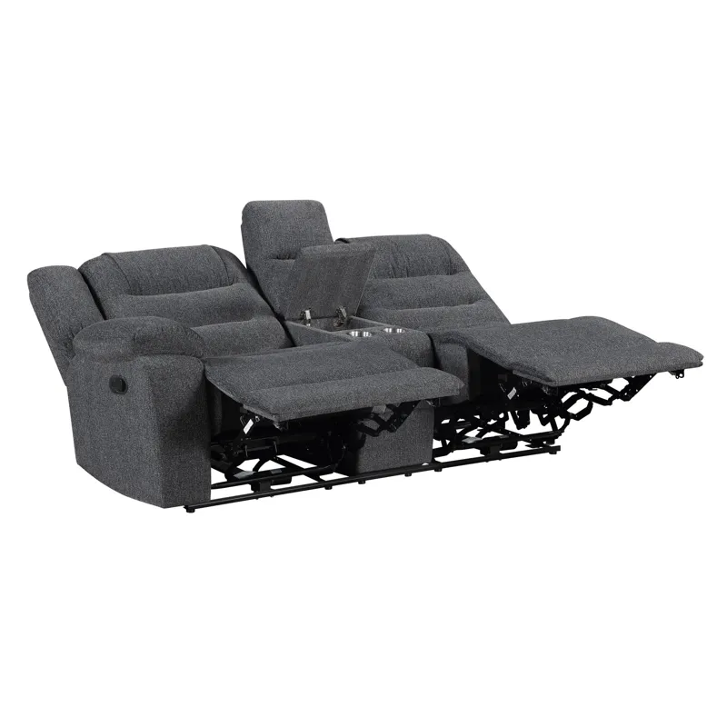 Redondo LAF Console Loveseat W 2 Recliners-Dk Gray
