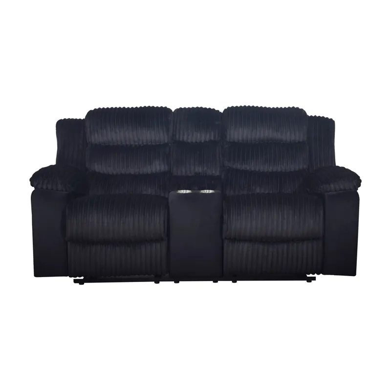 Willow Console Loveseat W Dual Recliners-Black