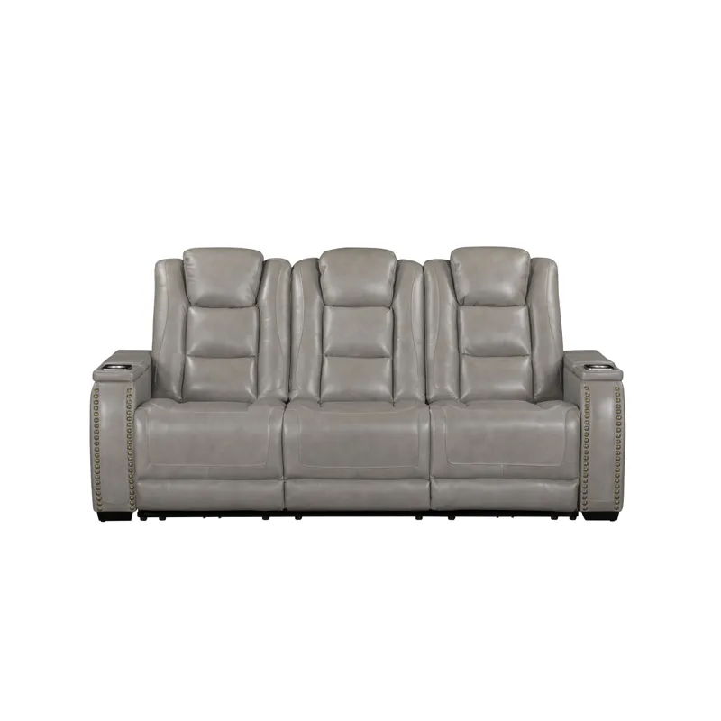 Breckenridge II Sofa W Power Footrest & Headrest-Lt Gray