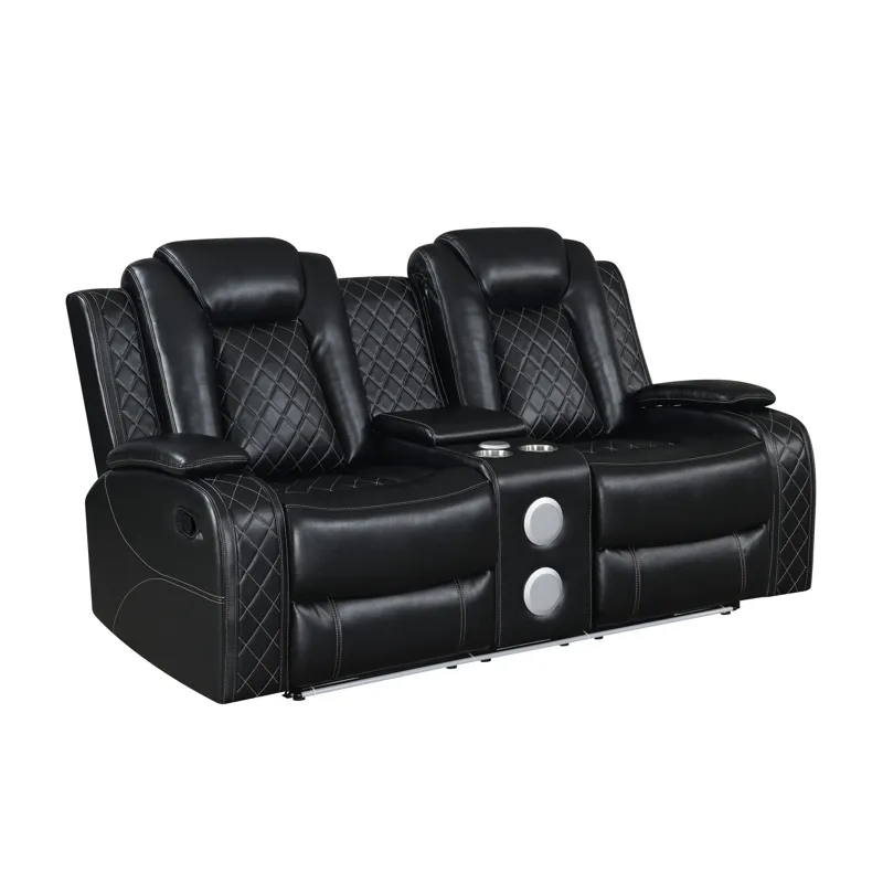 Orion II Console Loveseat W Dual Recliners-Black