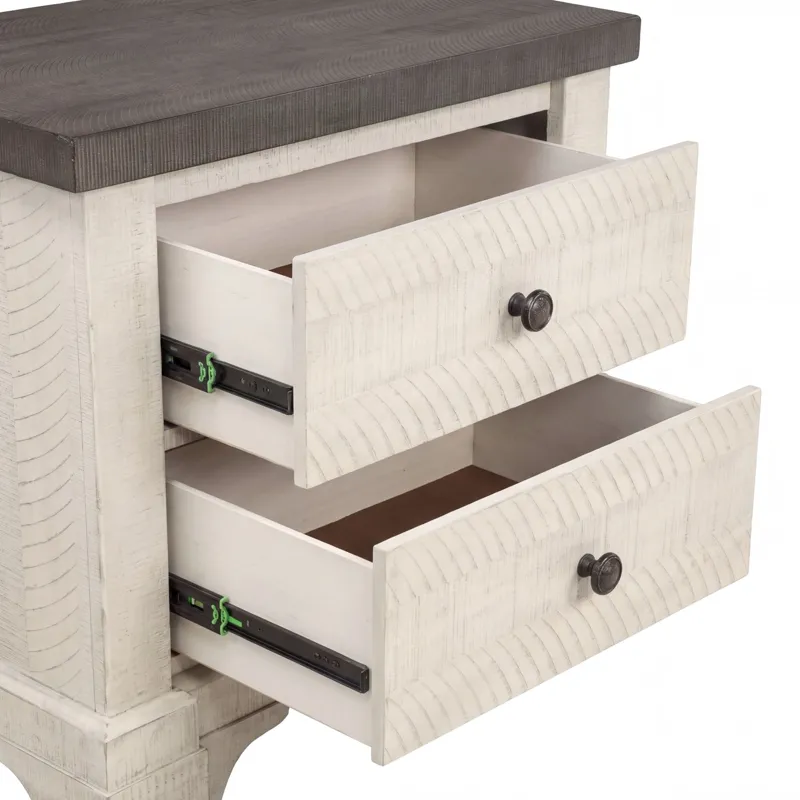 Augusta Two Drawer Nighstand W/USB Port-Rustic White