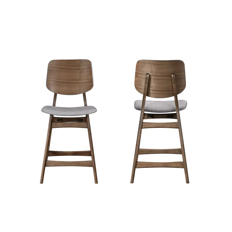 Oscar Counter Chair With Dk Gray Cushion-Walnut