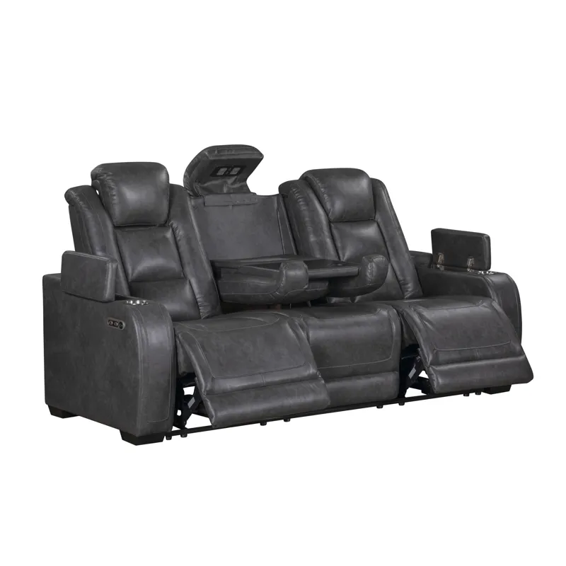 Chester Reclining Sofa W/Power Headrest & Footrest-Gray
