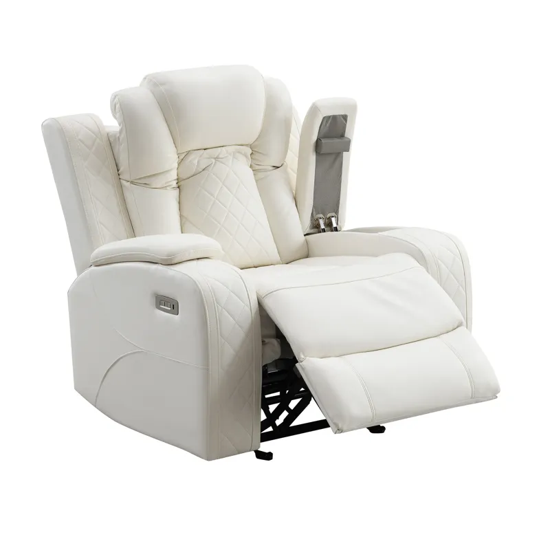 Orion II Glider Recliner W Power Footrest & Headrest-White