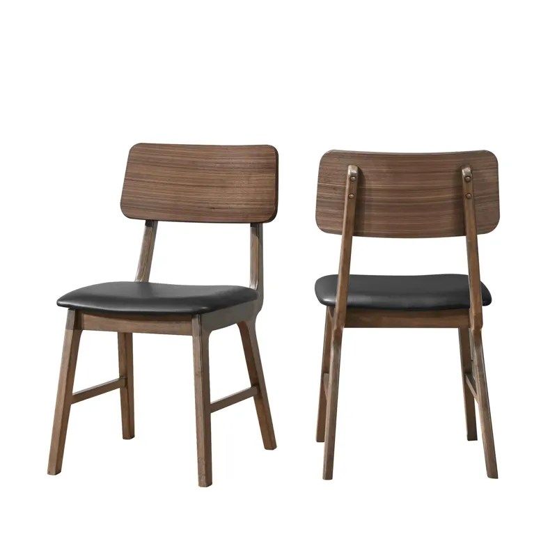 Thea Wood Back Side Chair W/Black Seat(2 Per Carton-Walnut