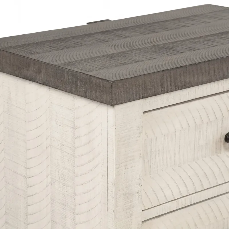 Augusta Two Drawer Nighstand W/USB Port-Rustic White