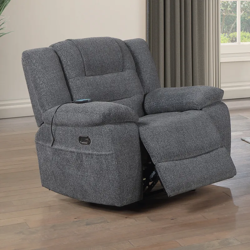 Redondo Glider Recliner W/Heat, Massage, Power Footrest-Dk Gray