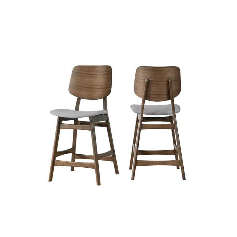 Oscar Counter Chair With Dk Gray Cushion-Walnut