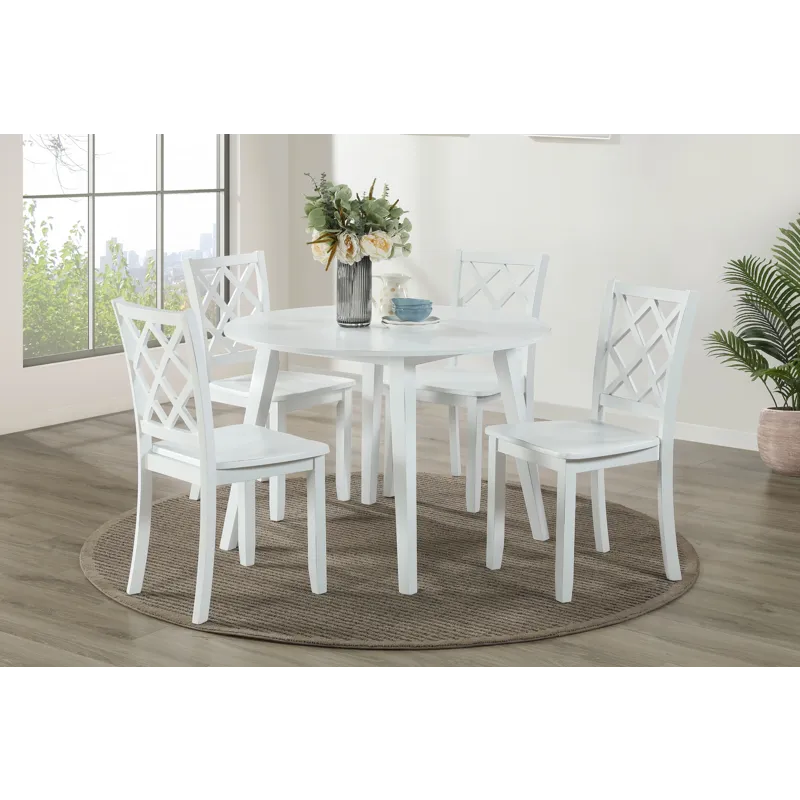 Trellis 5 PC Round Dining Set, Table & 4 Chairs White