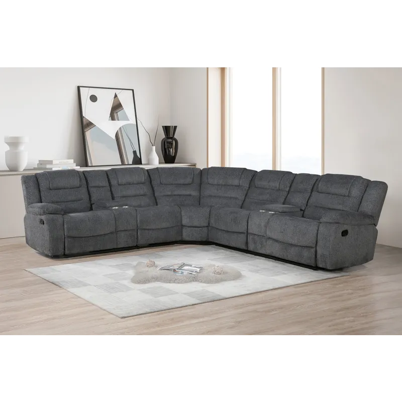 Redondo LAF Console Loveseat W 2 Recliners-Dk Gray