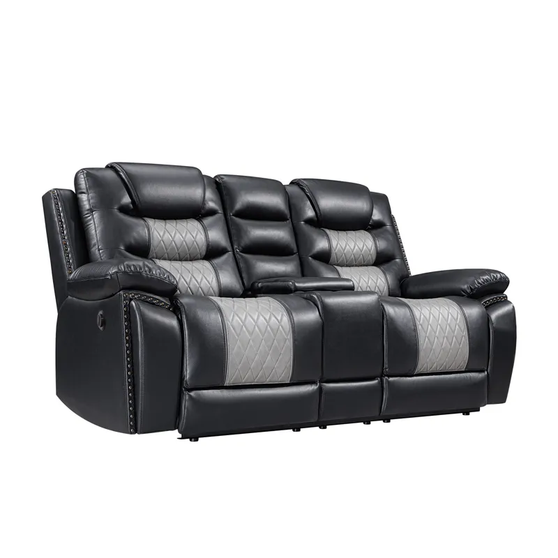 Nikko Console Loveseat W/Power Footrest-Black/Gray