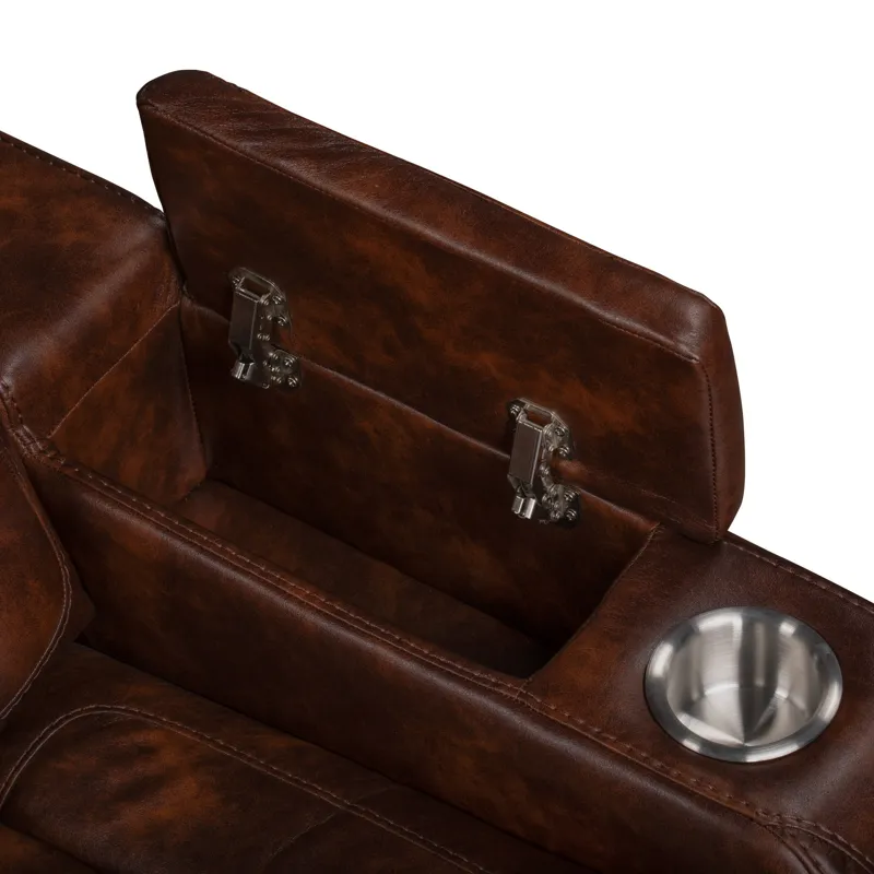 Chester Reclining Console Loveseat W/Power Headrest & Footrest-Brown