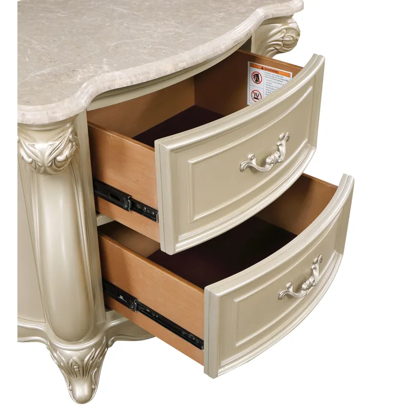 Monique Nightstand W/Marble Top-Champagne
